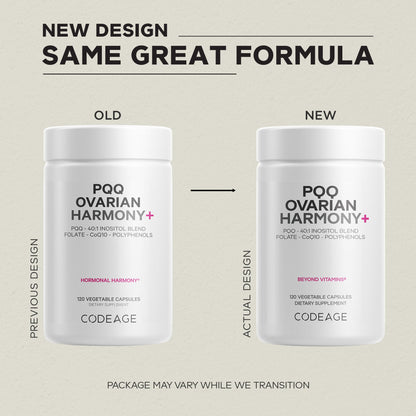Codeage PQQ Ovarian Harmony+ Supplement - PQQ (Pyrroloquinoline Quinone), Myo-Inositol & D-Chiro-Inositol 40:1 Blend, Folate 5-MTHF, CoQ10, Wild Blueberry - Liposomal Delivery - Non-GMO - 120 Capsules CodeageBuy Supplements Australia