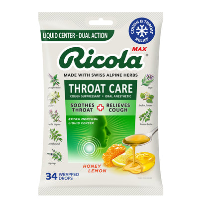 Ricola, Throat Care Max Honey Lemon, 34 Count Ricola buy supplements Au