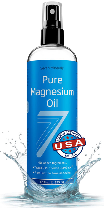 Seven Minerals Pure Magnesium Oil Spray, Big 12oz, USP Grade, Extra Strength, for Feet, Sleep, Muscle Pain & Cramps - Mined in The USA Seven MineralsBuy Supplements Australia
