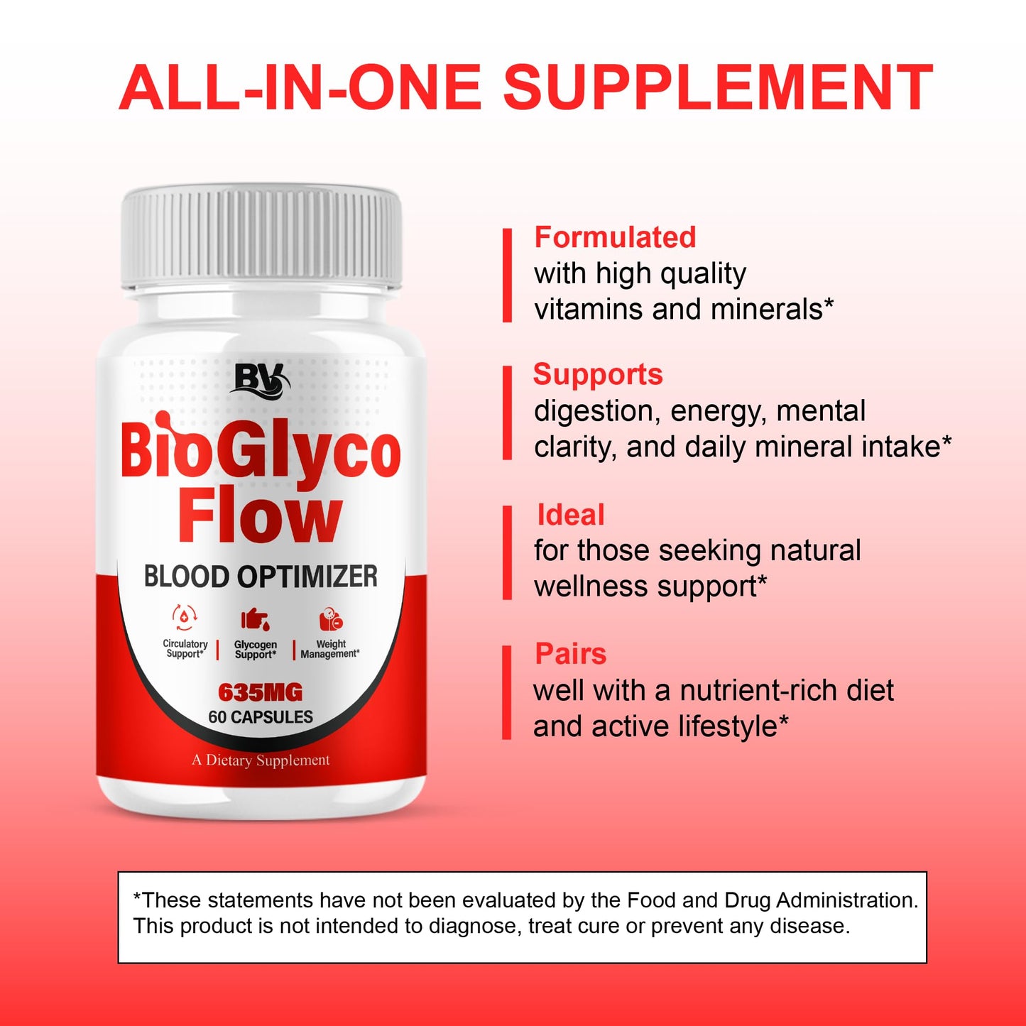 BioGlyco Flow Advanced Daily Multivitamin Health Support and All Natural Wellness Supplement Formula, BioGlyco Flow Premium Health and Wellness Support Formula Supplement (2 Pack - 120 Capsules) BLUE VIBEBuy Supplements Australia