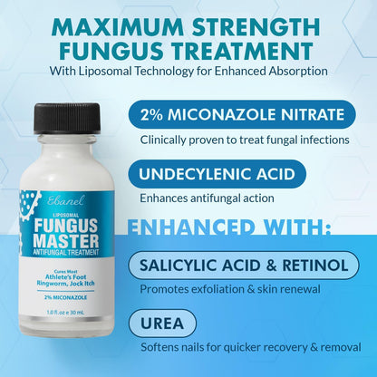 Ebanel Antifungal Cream Miconazole Athletes Foot Treatment, Cures Fungal Infection Leading to Nail Fungus, Jock Itch Cream with Undecylenic Acid, Tea Tree & Manuka Oil, Fast Itch Relief for Ringworm