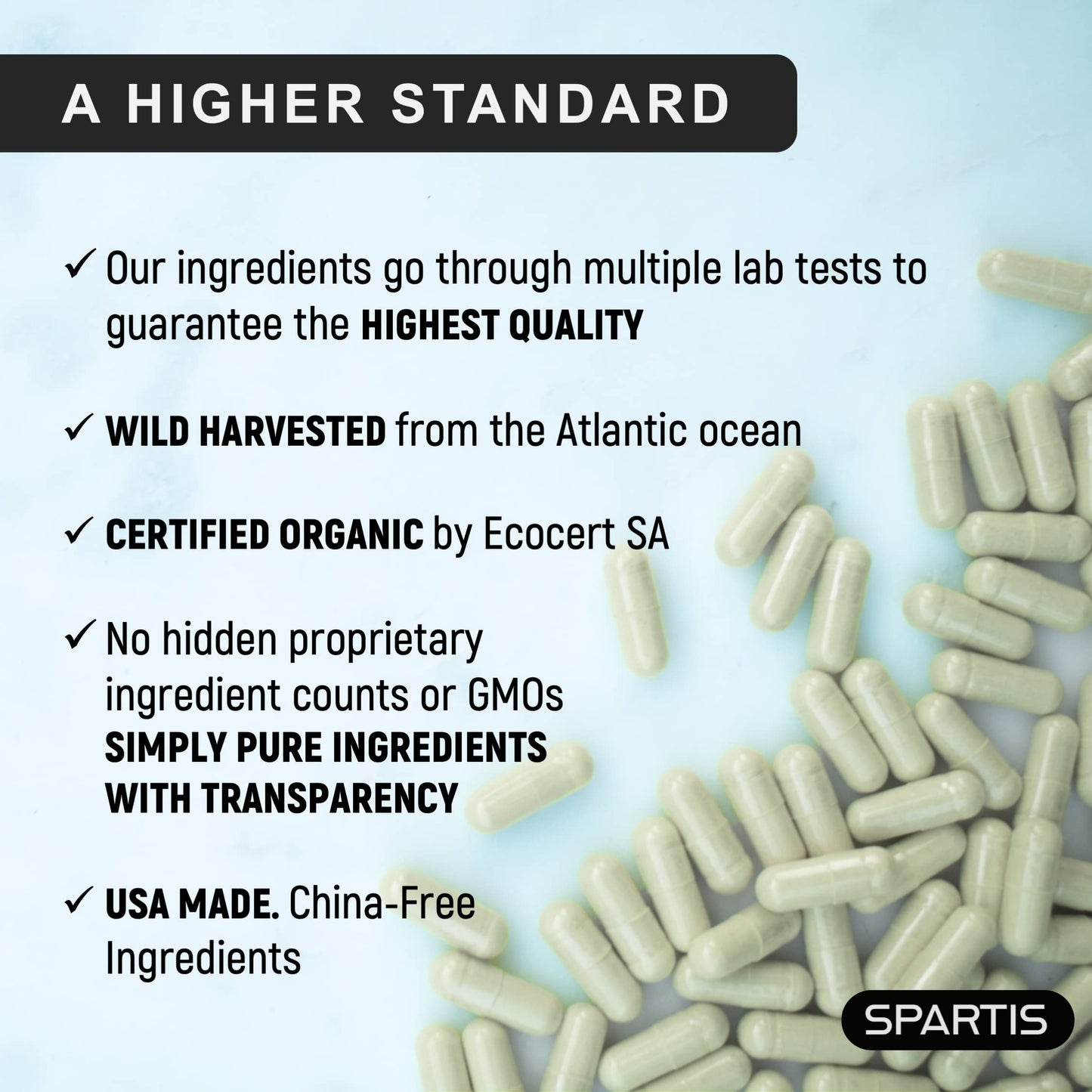 SPARTIS Certified Organic Sea Moss Capsules 2250mg Wildcrafted Irish Sea Moss Burdock Root Bladderwrack Supplement Raw Seamoss Pills & Powder (Pack of 1 at 180-Caps) SPARTISBuy Supplements Australia