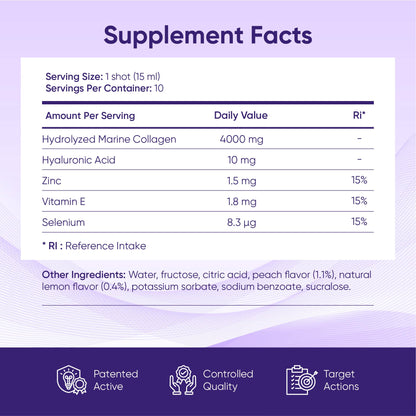 ERIC FAVRE Pure Collagen+ Liquid Collagen for Women – 4000mg Marine Peptides for Radiant Skin, Hair & Nail Health – Hyaluronic Acid, Vitamin E – 10 Shots, Peach Lemon Flavor ERIC FAVRE buy supplements Au