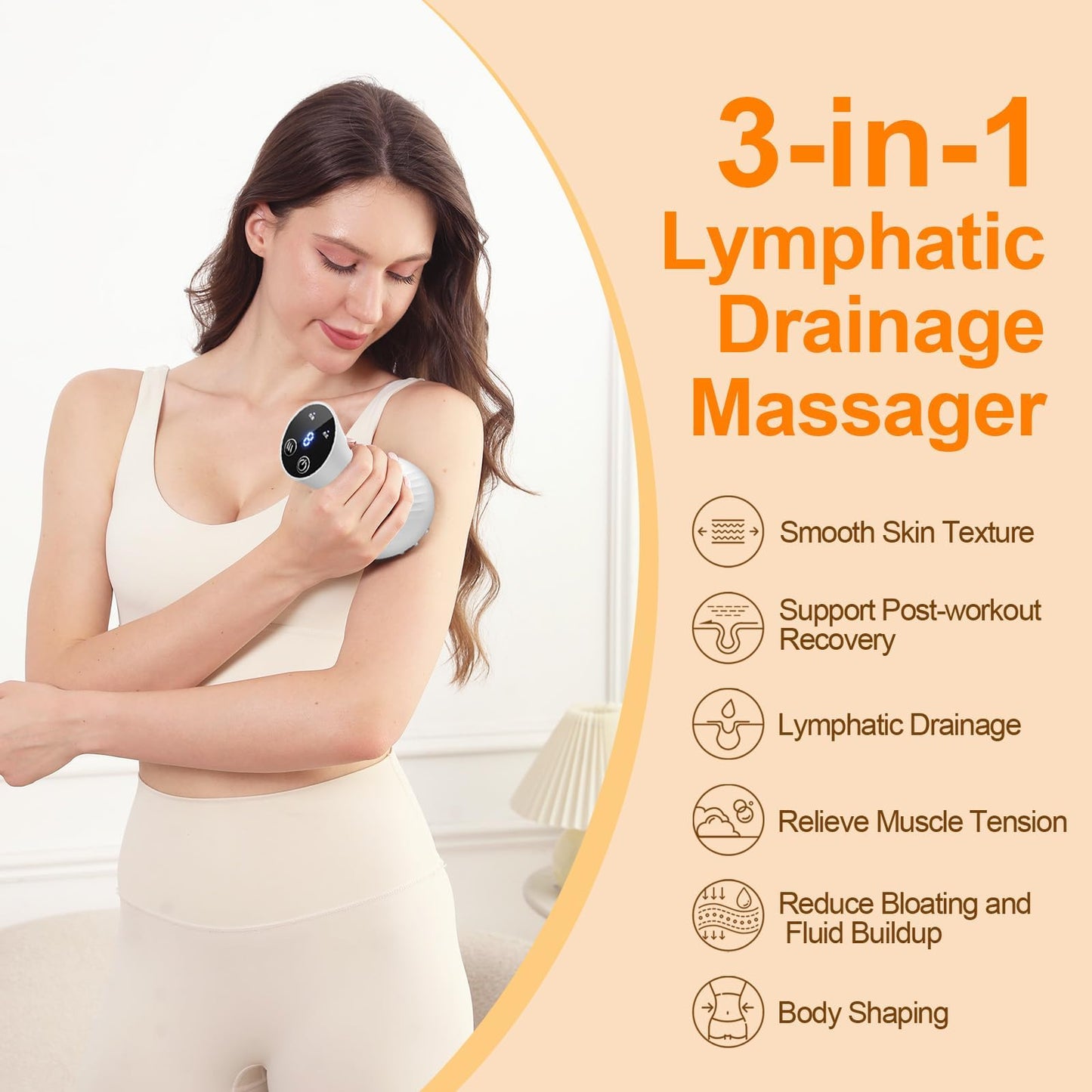 ZY ZERYEW 3-in-1 Handheld Lymphatic Drainage Massager with Red Light, Heat & Vibration - Cordless Anti Cellulite Massage Tool for Body Relaxation, 3 Modes & 9 Speeds for Belly, Legs, Thighs ZY ZERYEW buy supplements Au
