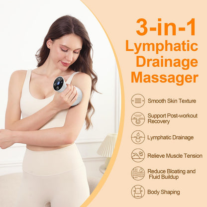 ZY ZERYEW 3-in-1 Handheld Lymphatic Drainage Massager with Red Light, Heat & Vibration - Cordless Anti Cellulite Massage Tool for Body Relaxation, 3 Modes & 9 Speeds for Belly, Legs, Thighs ZY ZERYEW buy supplements Au