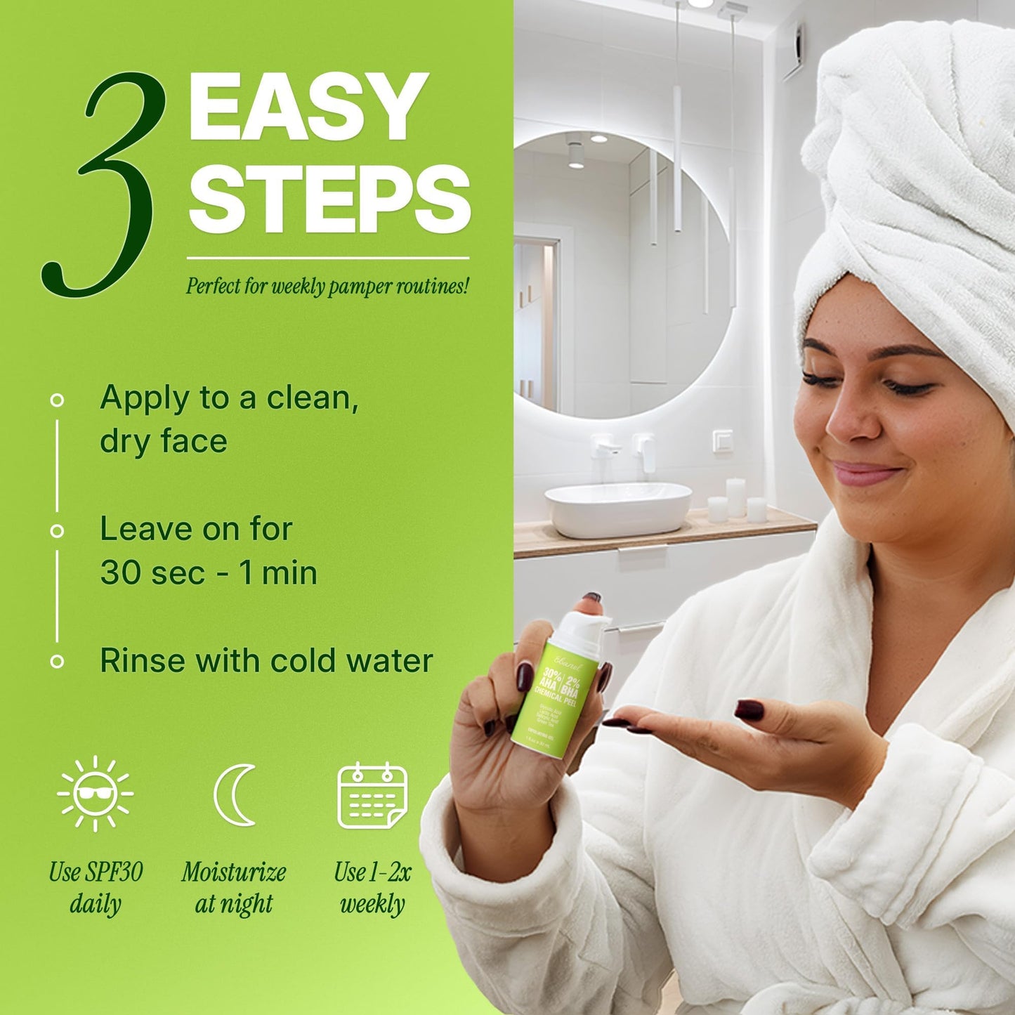 Ebanel Chemical Peel for Face, AHA BHA Exfoliator, Glycolic Acid Peel, Salicylic & Lactic Acid Face Peeling Gel, Infused with Green Tea & Chamomile for Acne Scars, Dark Spots, Wrinkles, Fine Lines