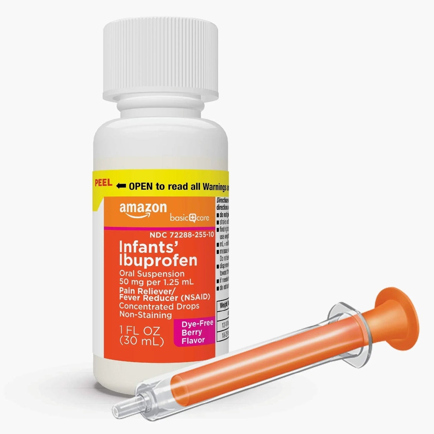 Amazon Basic Care Infants' Ibuprofen Oral Suspension, Pain Reliever and Fever Reducer, 50 mg/1.25 mL, Berry Flavor Concentrated Drops, Dye-Free, 1 fl oz (Pack of 1) Amazon Basic CareBuy Supplements Australia