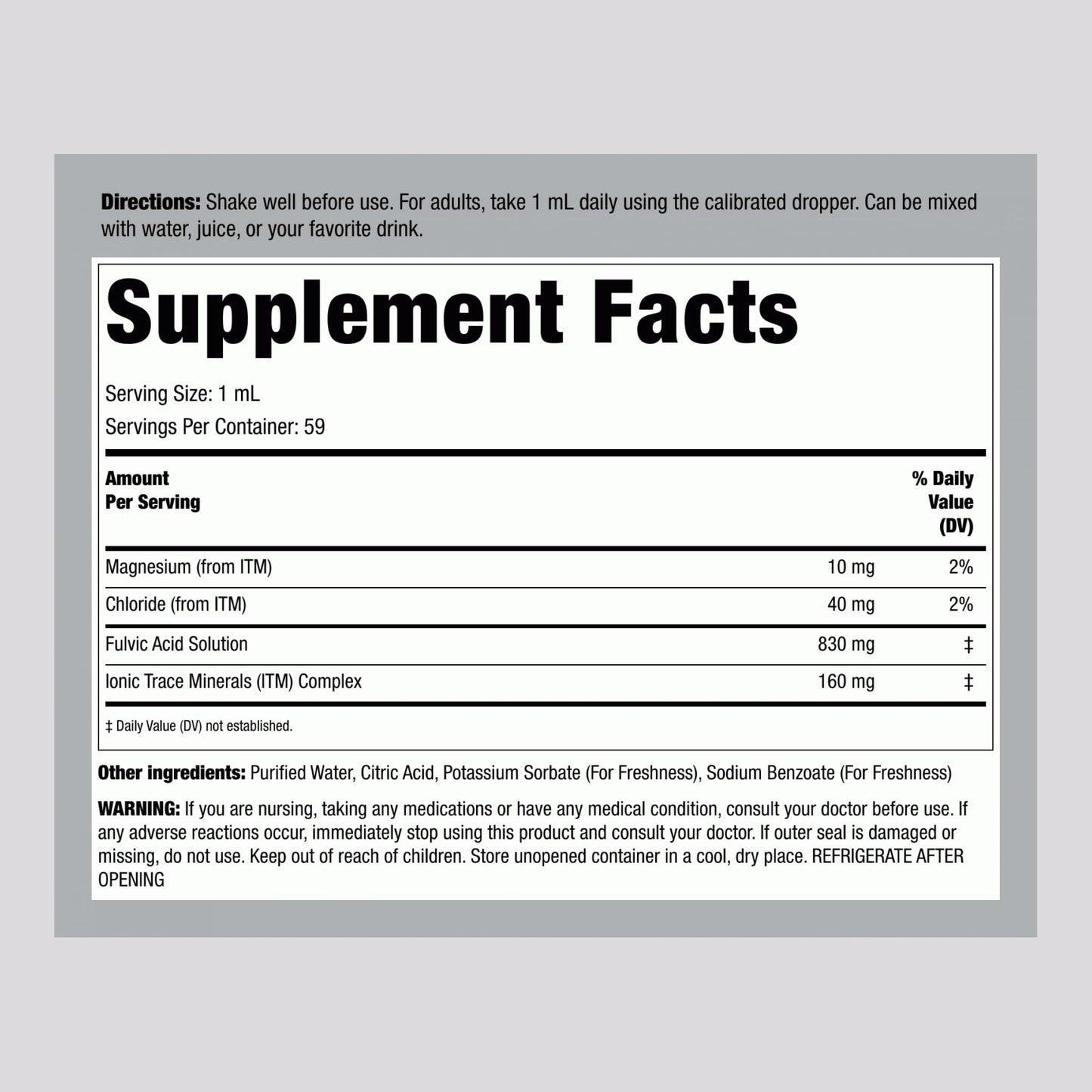 Piping Rock Liquid Fulvic Acid Drops | 2 fl oz | with Trace Minerals | Ionic Supplement | Vegetarian, Non-GMO & Gluten Free