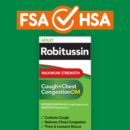 Robitussin Adult Maximum Strength Cough Plus Chest Congestion DM Max, Cough Suppressant and Expectorant, Raspberry Flavor, 8 Fl Oz x 2 Robitussin buy supplements Au