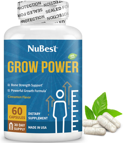 NuBest Grow Power - Calcium Supplement, Magnesium Supplement with Vitamin D3, B6, Zinc, Phosphorus and Multivitamin for Strong Bones, Overall Health for Age 10+ | 60 Capsules | 1 Month Supply NuBestBuy Supplements Australia