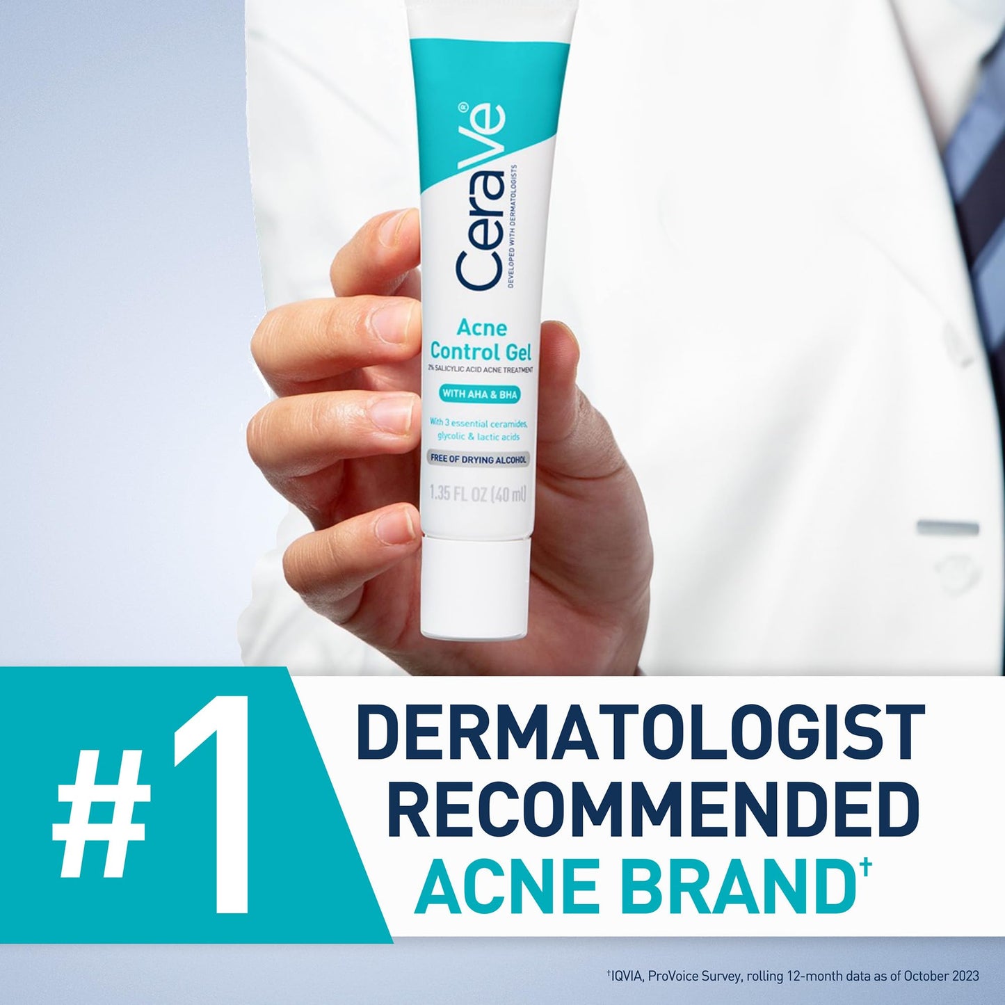 CeraVe Acne Control Gel, 2% Salicylic Acid Treatment With Glycolic Acid + Lactic Acids