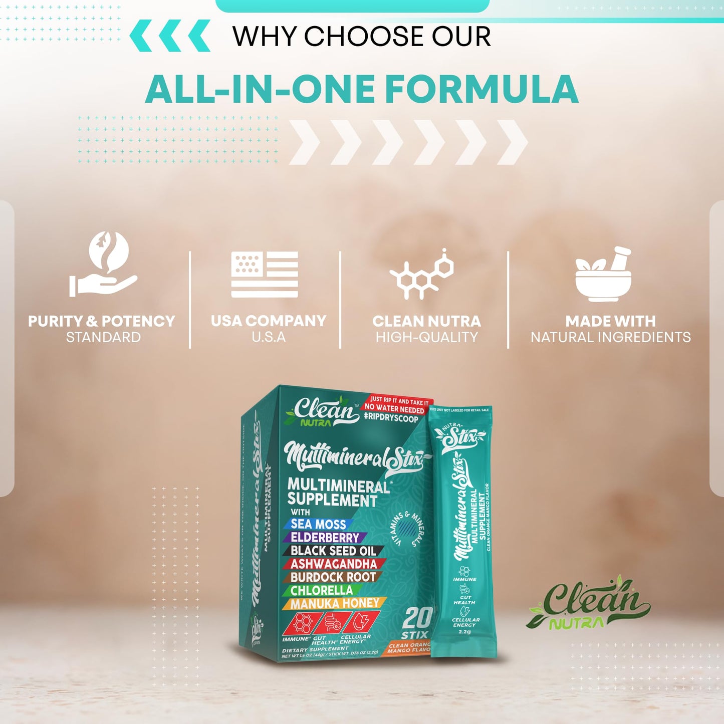 Sea Moss Powder Elderberry Ashwagandha Chlorella Manuka Honey VitaminD3 Vitamin C Zinc Spirulina Iodine Greens Detox Immune Support Sugar Free Hydration Powder Drink Mix – 20 Sticks Clean NutraceuticalsBuy Supplements Australia