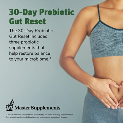 Master Supplements 30-Day Probiotic Gut Reset - Includes Theralac (30 ct.), TruBifido (30 ct.) & TruFlora (30 ct.) - Supports Optimal Gut Health - Gluten Free THERALAC buy supplements Au