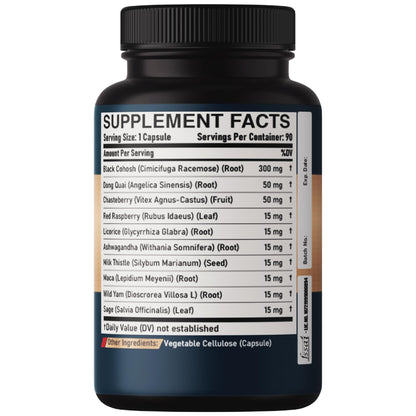 DEDICAD Black Cohosh Supplement - 3 Months for Menopause & Immune Health - Blend of 12 Potent Herb Includes Dong Quai, Chasteberry, Wild Yam, Red Clover, Black Pepper & Others - 90 Vegan Capsules DEDICAD buy supplements Au