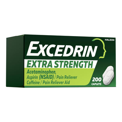 Excedrin Extra Strength Pain Relief Caplets for Headache Relief, Acetaminophen 250mg, Aspirin 250mg, Caffeine 65mg, Pain Reliever, 200 Count Excedrin buy supplements Au