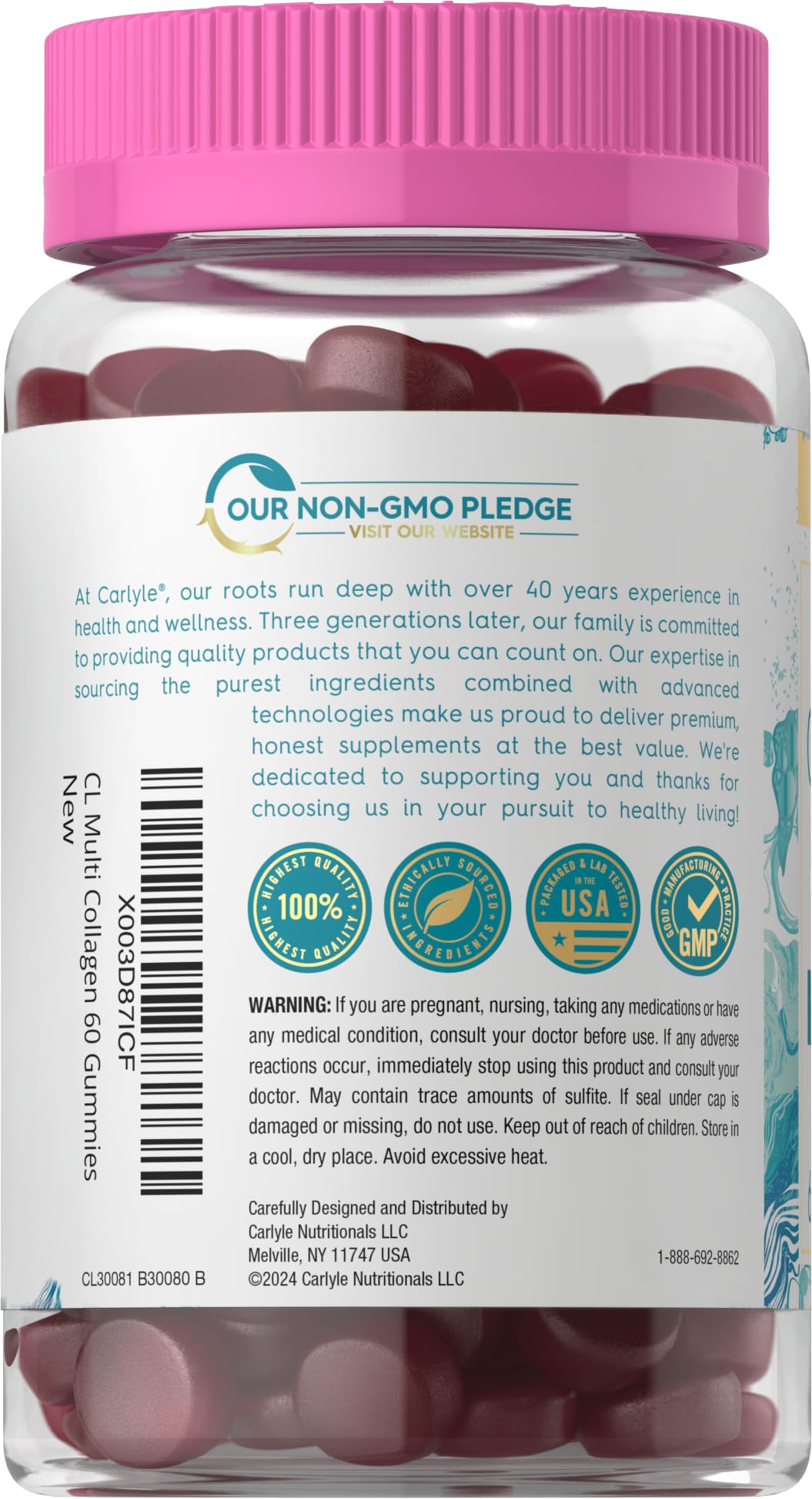 Carlyle Collagen Peptides Gummies | 60 Count | Multi Collagen Complex | Beauty Formula Supplement | Mixed Berry Flavor | Non-GMO, Gluten Free Carlyle buy supplements Au