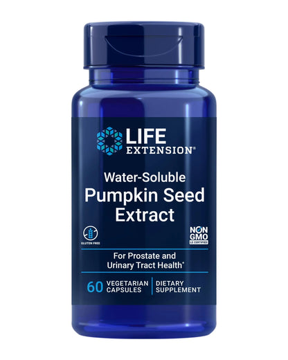 Life Extension Water-Soluble Pumpkin Seed Extract, Promotes Prostate & Urinary Tract Health, Bladder Health Support, Men, Women, Gluten-Free, Non-GMO, Vegetarian, 60 Capsules Life ExtensionBuy Supplements Australia