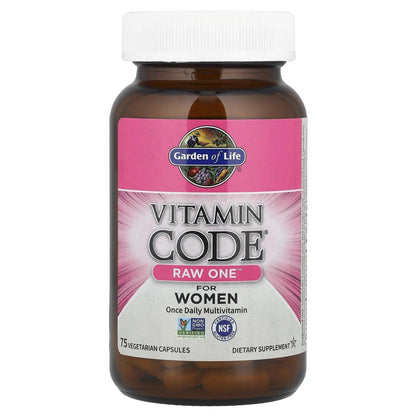 Garden of Life Vitamin Code Raw One for Women, Once Daily Women's Multivitamin - 75 Capsules, One a Day Vitamins Whole Food Iron Garden of Life
