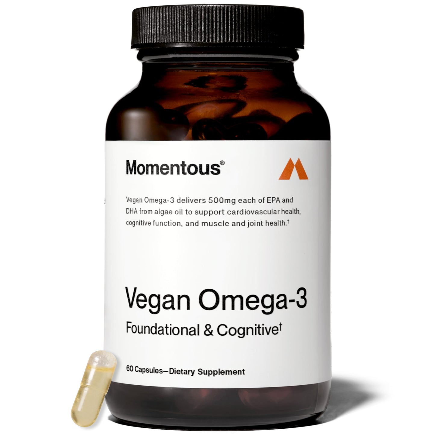 Momentous Vegan Omega-3 - Plant-Based EPA & DHA Supplement for Men & Women - Sourced from Algae Oil - Supports Heart, Joint, & Brain Health - NSF Certified for Sport - 1,000 mg - 30 Servings Momentous buy supplements Au