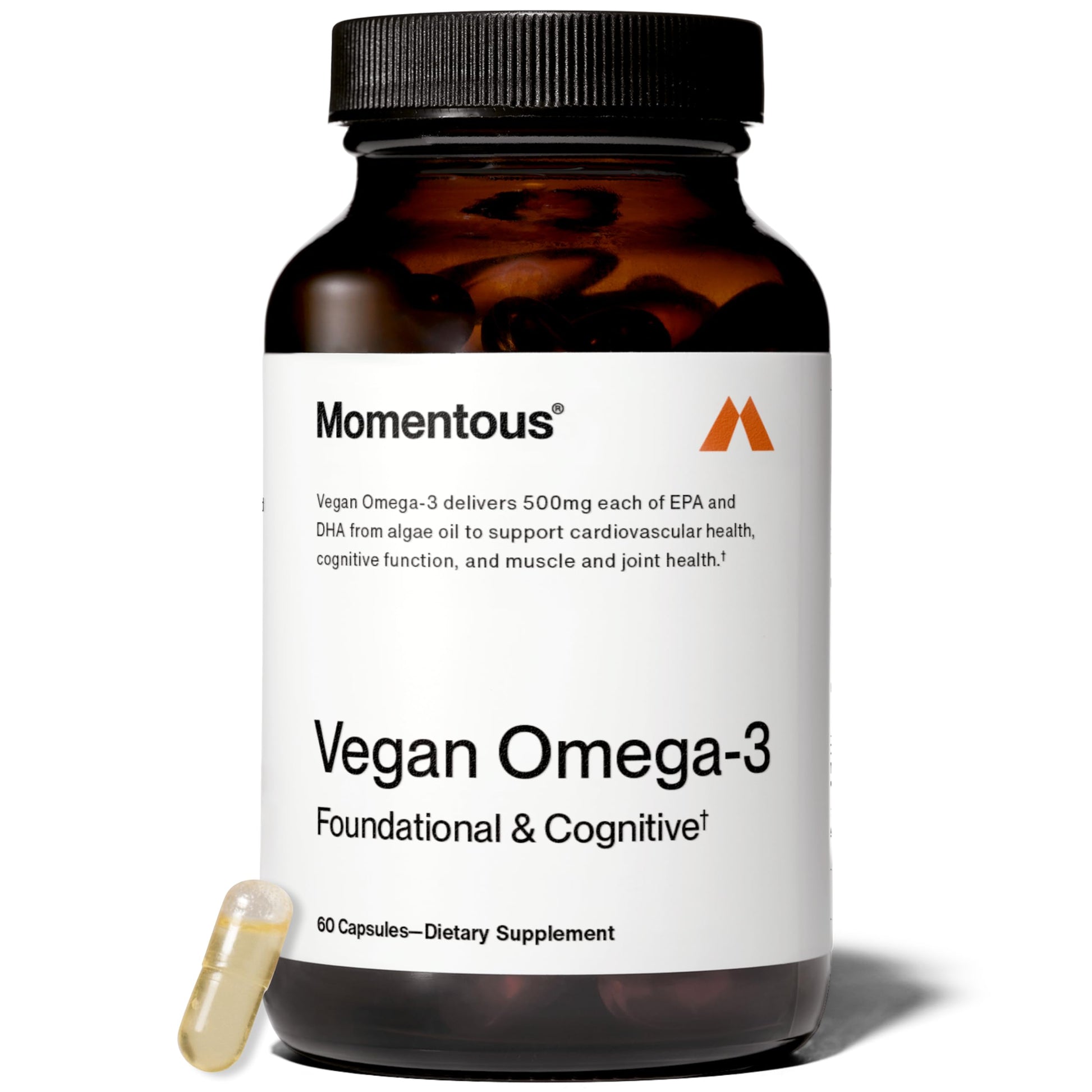 Momentous Vegan Omega-3 - Plant-Based EPA & DHA Supplement for Men & Women - Sourced from Algae Oil - Supports Heart, Joint, & Brain Health - NSF Certified for Sport - 1,000 mg - 30 Servings Momentous buy supplements Au