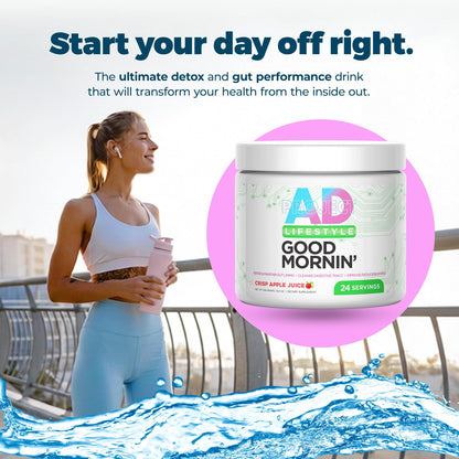 Project AD Life Good Morning Detox and Performance Drink, Naturally Flavored and Formulated with L-GLutamine, Apple Cider Vinegar, and Aloe Vera (24 Servings, Summer Fruits)