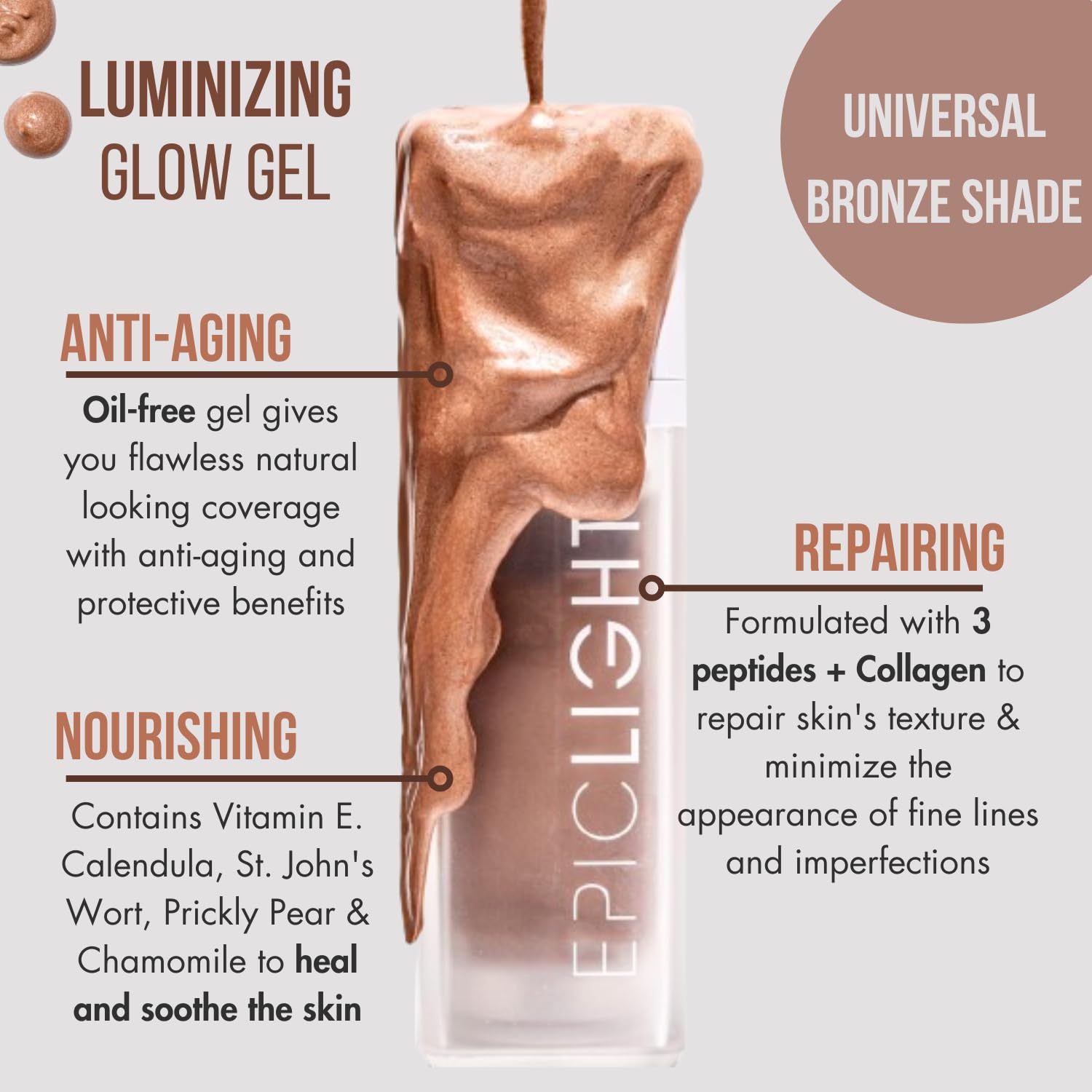 Epiclight Luminizing Glow Gel - All-in-one Beauty Balm - Luminizer for Glowing Skin - Paraben & Sulfate-free, Non-Toxic Makeup - For all Skin Tones EpicLight Beauty buy supplements Au