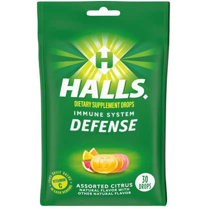 Halls Cough Drops, Assorted Citrus, Cranberry, 30 Count