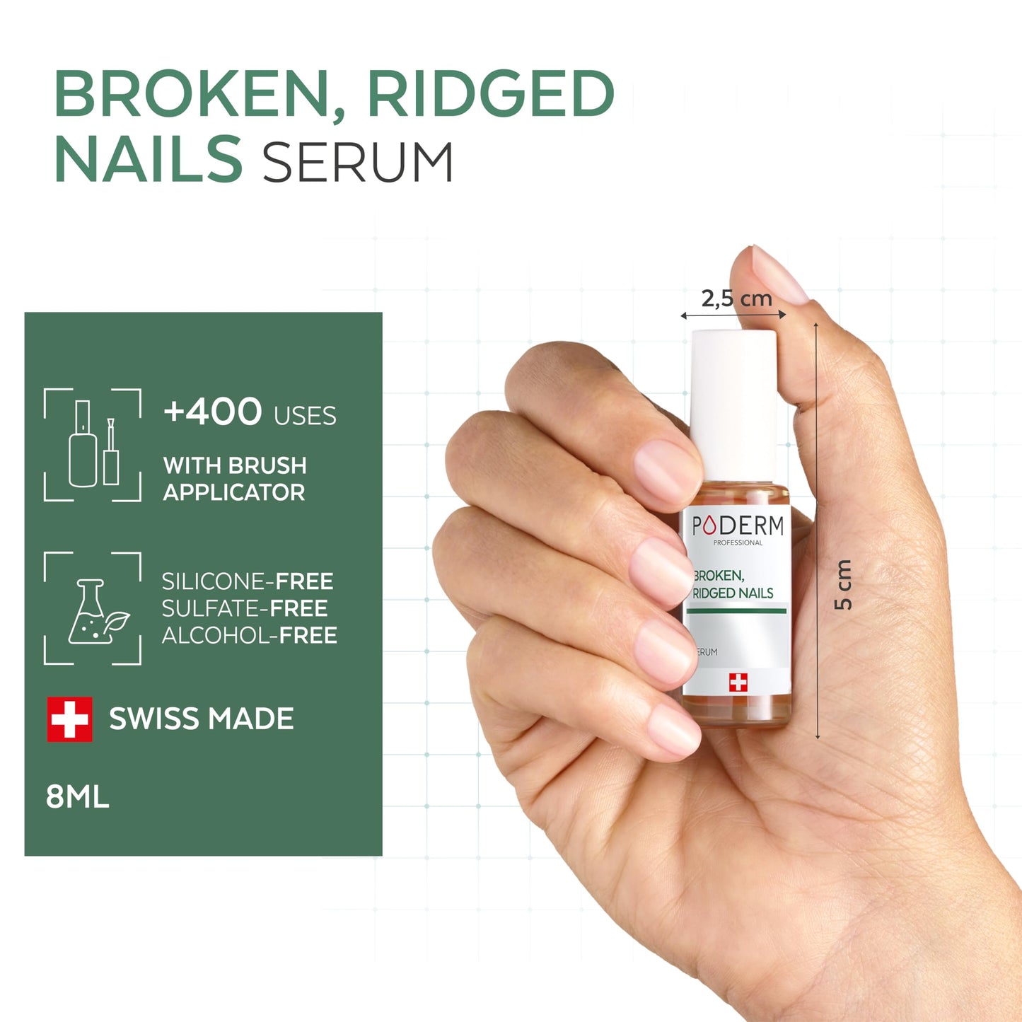 PODERM – 100% Natural Nail Repair - Revitalizes Damaged and Split Nails with Hydrating & Exfoliating Formula – Effective Nail care : Also Acts as a Nail Strengthener