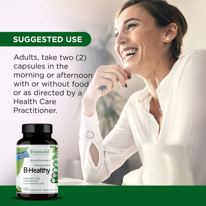 EMERALD LABS B-Healthy - Vegan Vitamin B Complex - Includes Methylated Folic Acid & Full Spectrum B Vitamins - Supports Immune, Brain & Heart Health