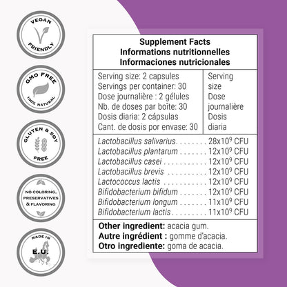 Supersmart - Lactoxira (High Potency) - 8-in-1 Probiotic Complex Supplement - Advanced Formula for Women & Men - with Lactobacillus Casei, Brevis | Non-GMO & Gluten Free - 60 DR Capsules Supersmart buy supplements Au