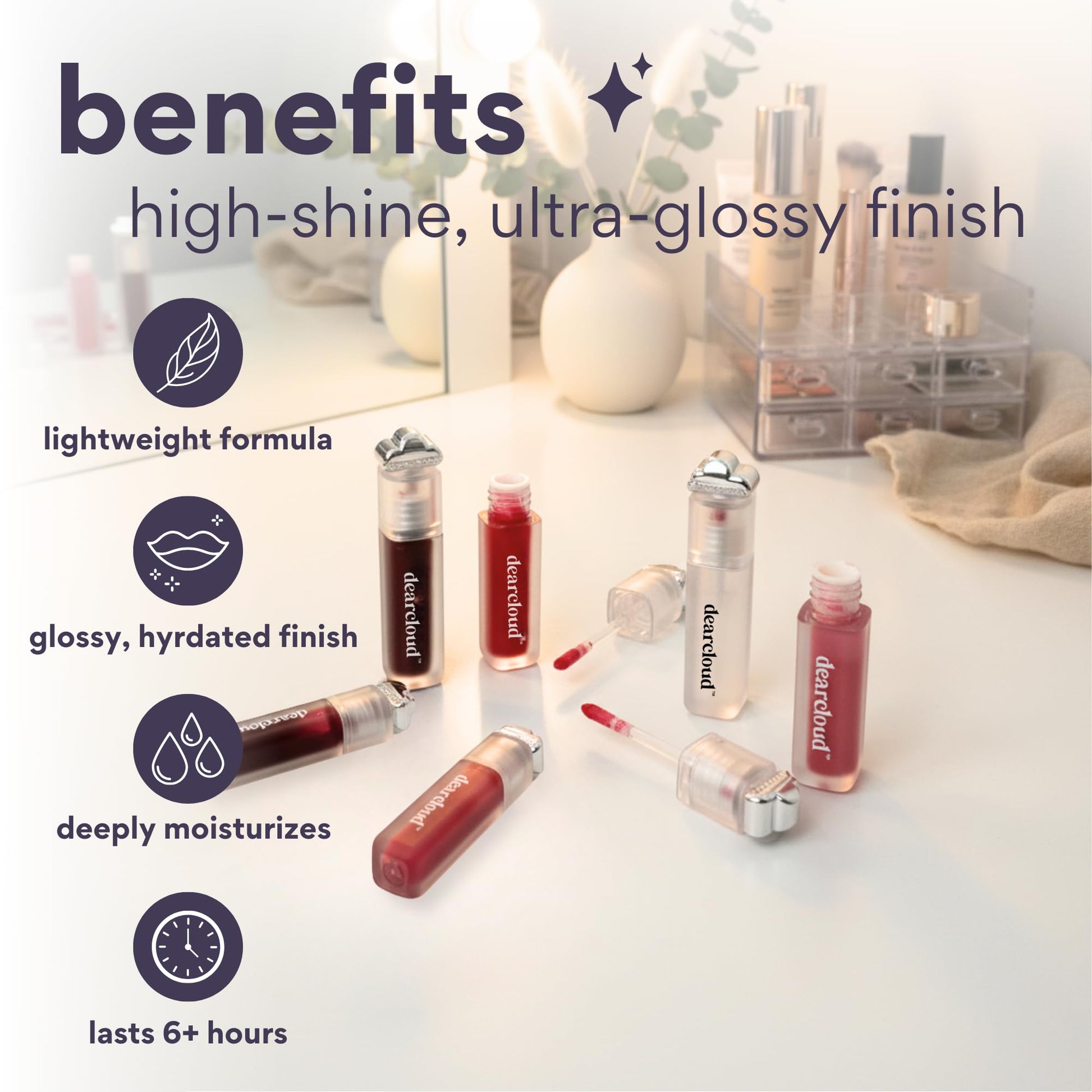 dearcloud Jelly Wave Lush Lip Oil – Clear Lip Gloss and Lip Gloss for Women - Korean skincare essential – Lip Oil for Women with Collagen - Diamond (0.13 oz) dearcloudBuy Supplements Australia
