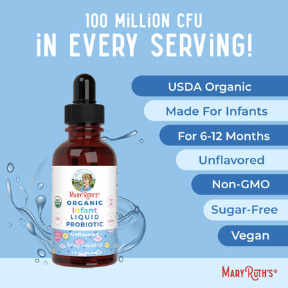 MaryRuth Organics USDA Organic Infant Liquid Probiotic Drops | Baby Essentials | Probiotics for Infants | Baby Probiotic Drops