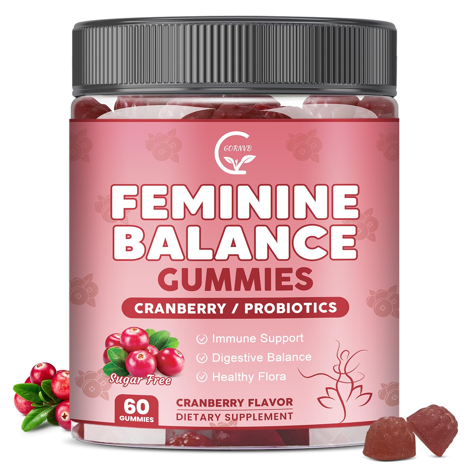 GORNVB Premium Feminine Balance Gummies for Women, Support pH Balance & Vaginal Probiotics Health Gummies with Cranberry Pineapple Powder, D-Mannose, Sugar Free, Gluten Free, Vegan GORNVBBuy Supplements Australia