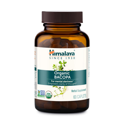 Himalaya Organic Bacopa Monnieri Nootropic Herbal Supplement, Supports Calm, Memory, Cognition, USDA Certified Organic, Non-GMO, 750 mg
