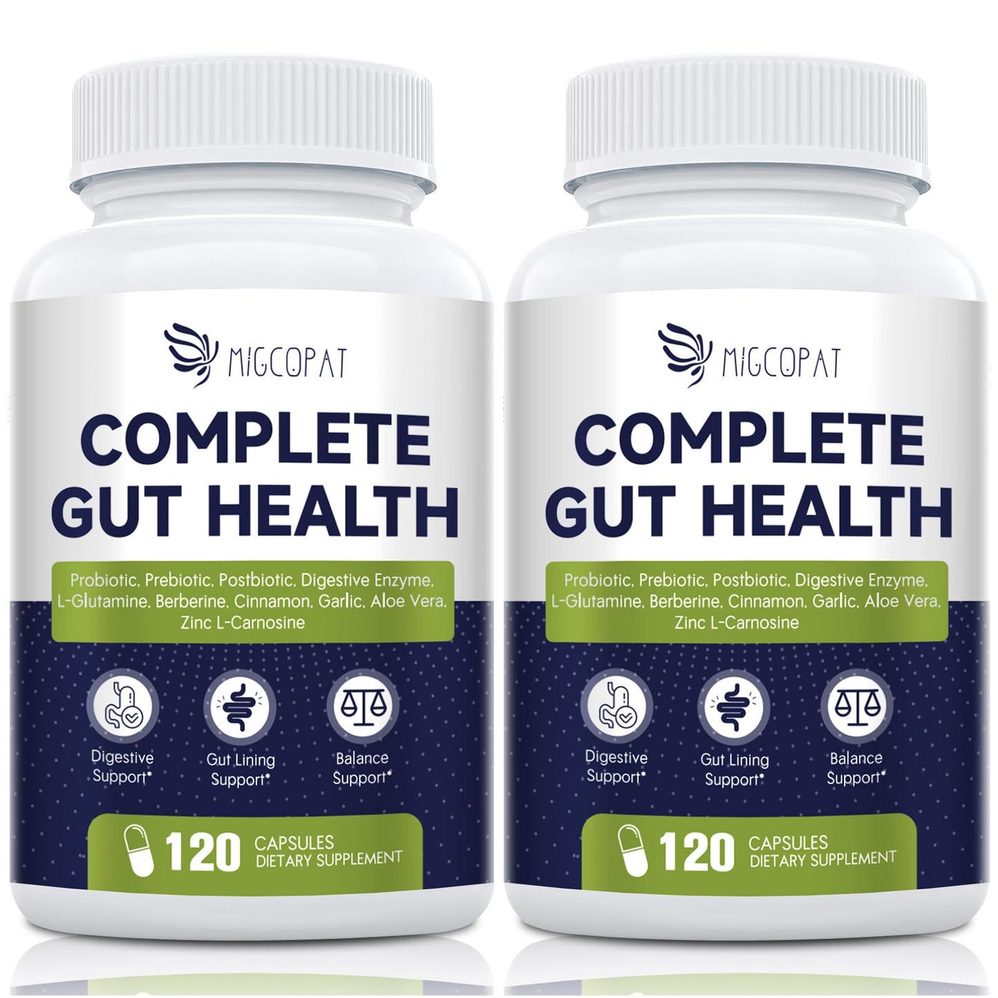 Migcopat Probiotics for Digestive Health, 80 Billion CFU Probiotics, Prebiotics, Postbiotics & Digestive Enzymes, Gut Health Capsules with Berberine, Cinnamon,