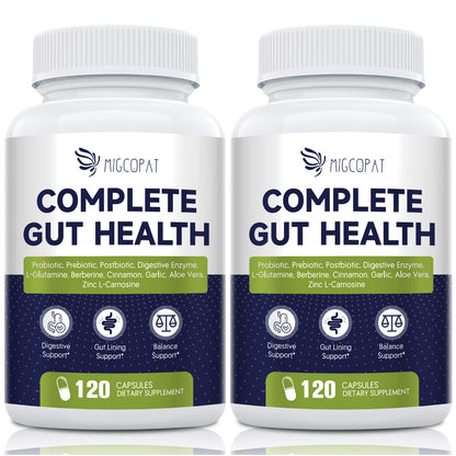 Migcopat Probiotics for Digestive Health, 80 Billion CFU Probiotics, Prebiotics, Postbiotics & Digestive Enzymes, Gut Health Capsules with Berberine, Cinnamon,