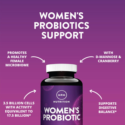 MRM Nutrition Women's Probiotics - Patented Formula Supports Urinary Tract, Vaginal, & Immune Health for Women, Prebiotic Supplement, 3.5 Billion Cells