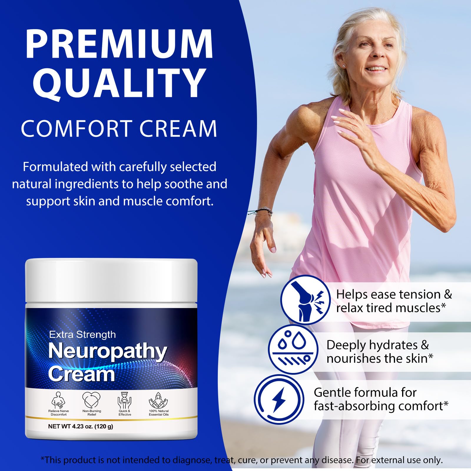 Neuropathy Cream for Feet, Legs & Hands – Lightweight, Plant-Based Formula with Cooling Comfort, 120g CFXYHNOXBuy Supplements Australia