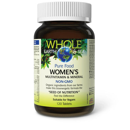 Natural Factors Whole Earth & Sea Women's Multivitamin & Mineral, Whole Food Supplement, Vegan, 120 Tablets Natural Factors
