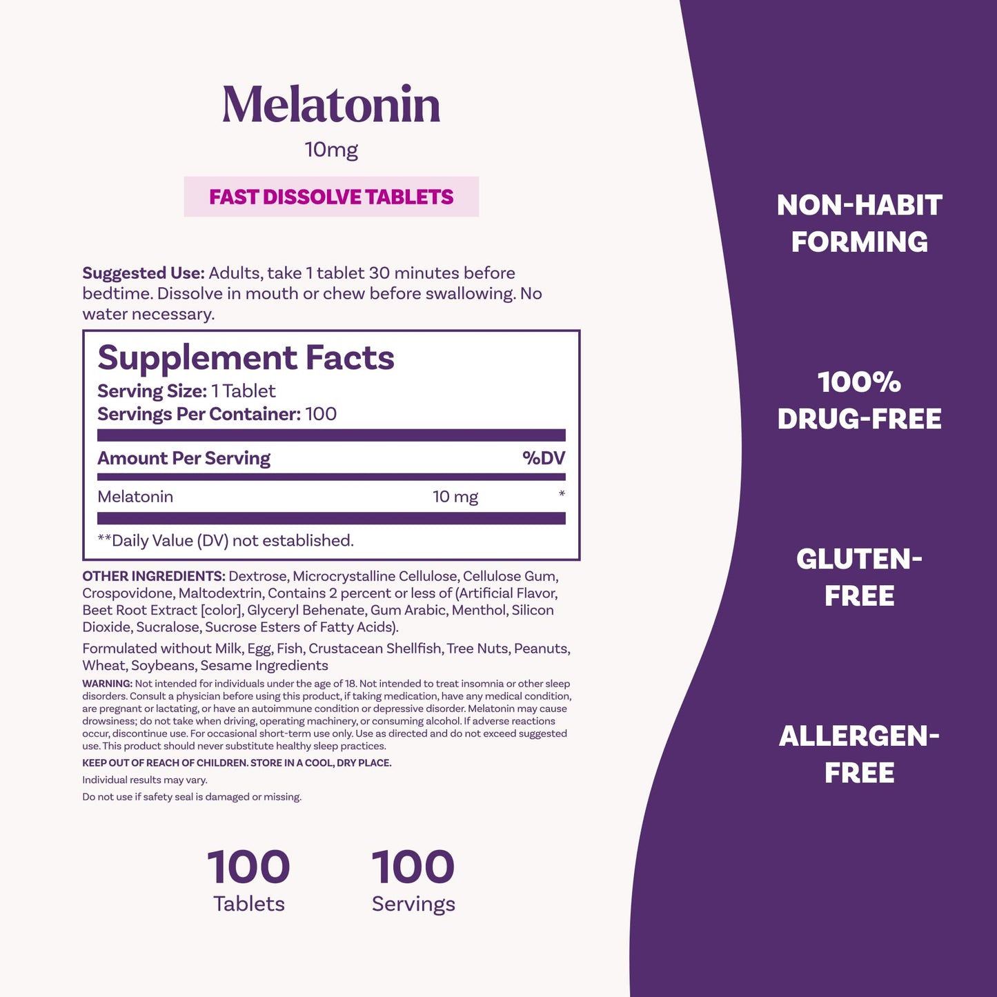 Natrol Melatonin 10mg Fast Dissolve Tablets - Strawberry Flavor, 100 Count, Sleep Support, Fast Dissolve Melatonin for Adults, 100-Day Supply