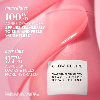 Glow Recipe Niacinamide Dewy Flush Tinted Liquid Blush Serum - Glowy Blush for Cheeks to Smooth, Hydrate & Brighten - Liquid Korean Makeup with Buildable Soft Pink Tint - Watermelon Flush (0.4 oz) Glow RecipeBuy Supplements Australia
