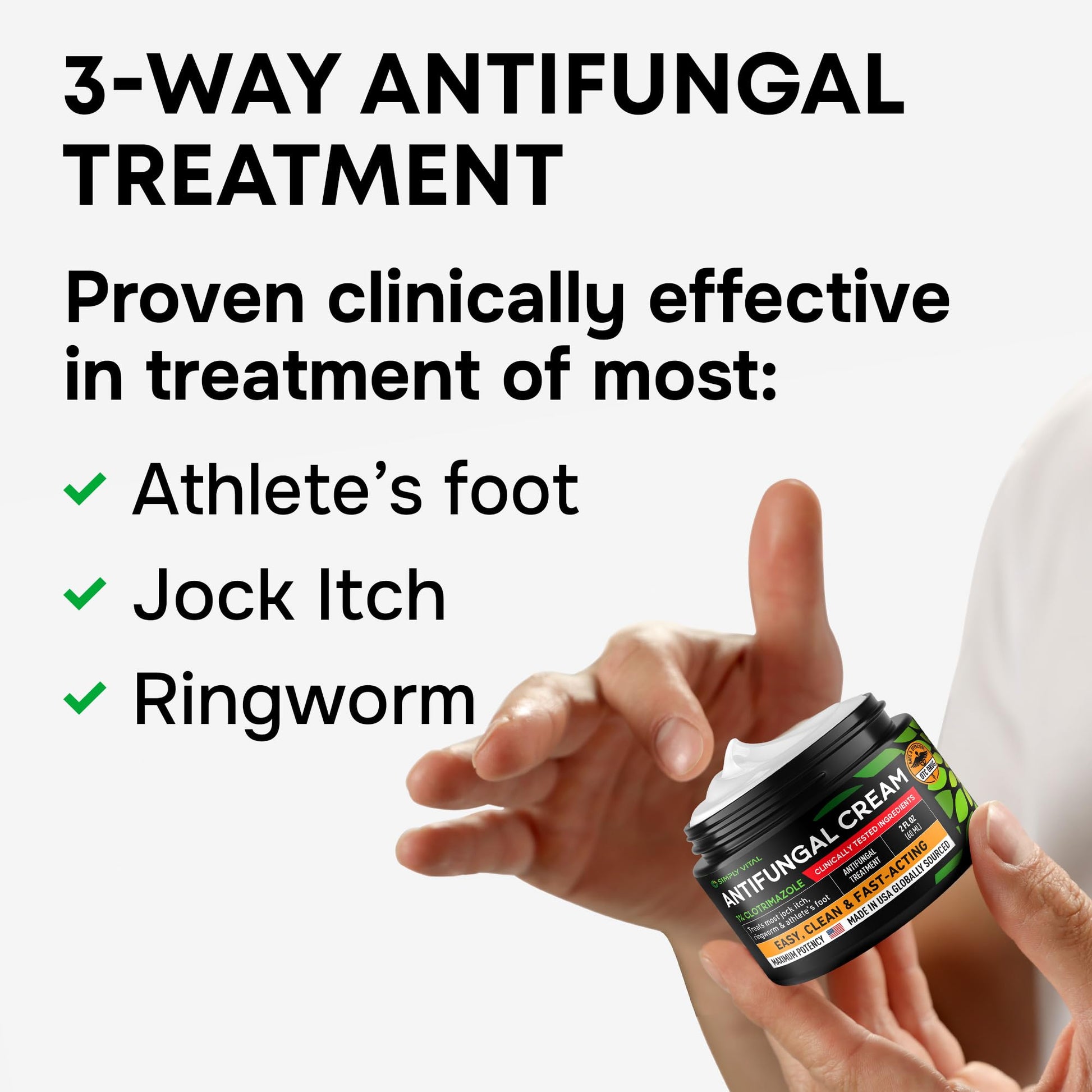 SimplyVital Clotrimazole Antifungal Cream - Treats Most Athlete’s Foot, Jock Itch, Ringworm, Clotrimazole 1% Anti Fungal Cream for Skin, Athletes Foot Treatment, Ring Worm Medication for Humans, 2 oz SimplyVital buy supplements Au