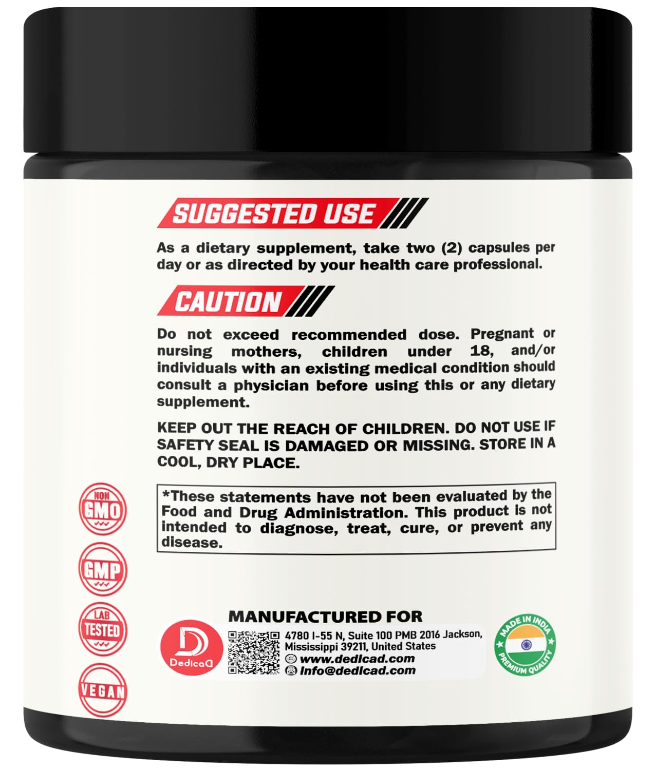 DEDICAD 9in1 Cortisol Supplement - Ashwagandha and Magnesium Glycinate and Chelate - Brain Health & Restful Night & Mood Balance - 90 Capsules Supply 45 Days DEDICAD buy supplements Au