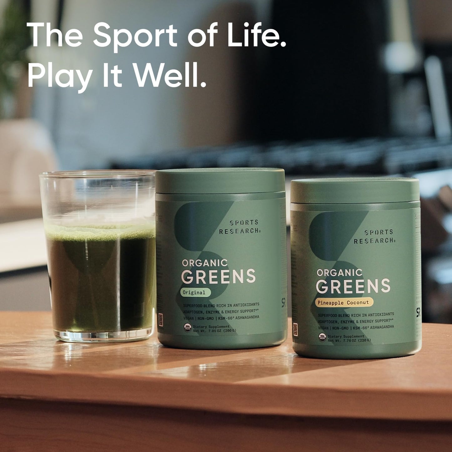 Sports Research® Organic Greens Superfood Powder w/Spirulina & Chlorella, Adaptogens, Enzymes, Probiotics & 8 VIT Bs for Gut & Mood Support* - Vegan, Sugar-Free & Low-Cal Original 20 Servings Sports Research buy supplements Au