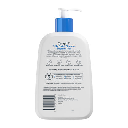 Cetaphil Face Wash, Daily Facial Cleanser for Sensitive, Combination to Oily Skin, 16 Oz, Fragrance Free