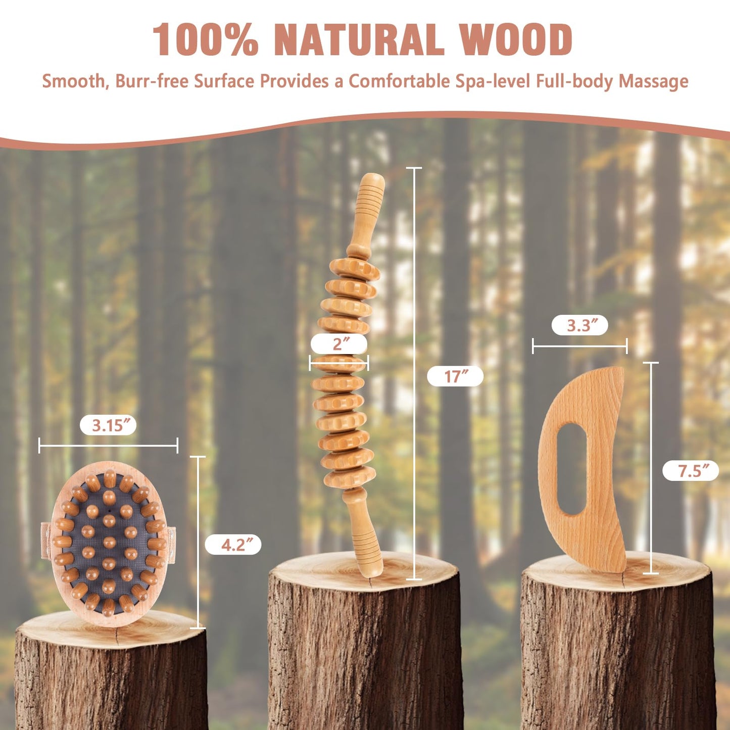 KintKita Wood Therapy Massage Tools 3 in 1,Wooden Lymphatic Drainage Massager, Body Sculpting Tools Cellulite Massager for Maderoterapia, Body Contouring, Relief Muscle, Anti-Cellulite KintKita buy supplements Au