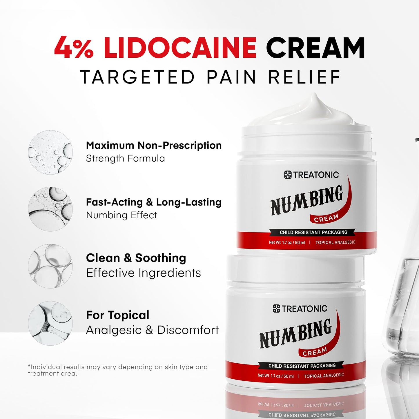 Treatonic Numbing Cream: Extra Strength Numbing Cream for Discomfort, Burning, Itching, & After Sun - Maximum Strength Topical Anesthetic with Menthol & Emu Oil for Toes Feet Hands Legs Arms – 1.7oz TreatonicBuy Supplements Australia