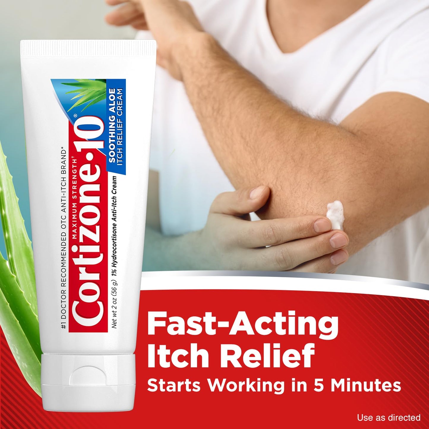 Cortizone-10 Maximum Strength Soothing Aloe Itch Relief Cream, 1% Hydrocortisone, Fast-Acting, Anti-Itch Cream for Bug Bites, Rash, Eczema, Psoriasis, Poison Ivy, Oak, Sumac & More, 2 oz Cortizone 10 buy supplements Au