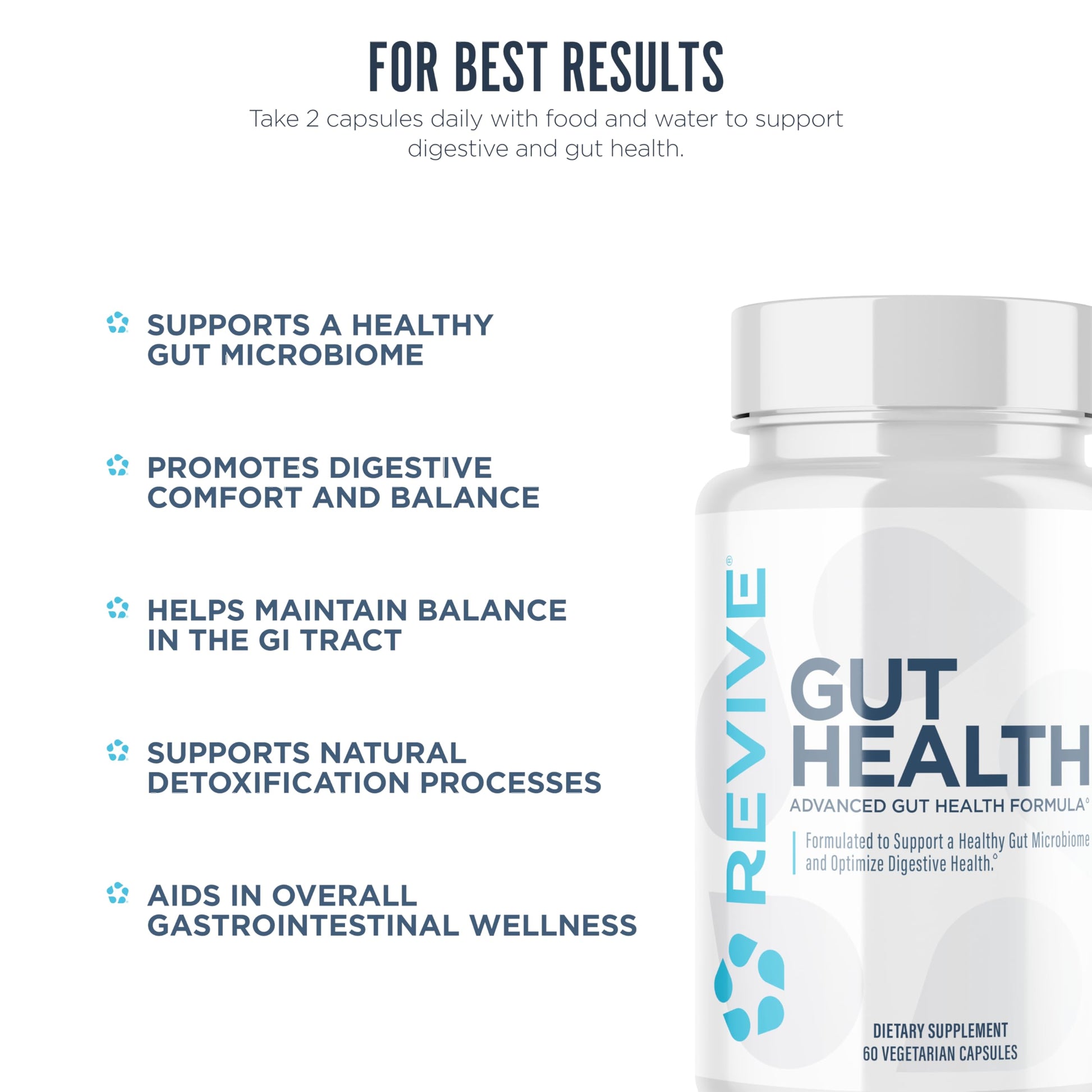 Revive MD Gut Health Supplements for Men & Women - Daily Gut Repair & Digestive Health Support Formula with Thyme, Oregano & Milk Thistle - Vegan-Friendly, Gluten-Free (60 Capsules, 30 Servings) ReviveBuy Supplements Australia
