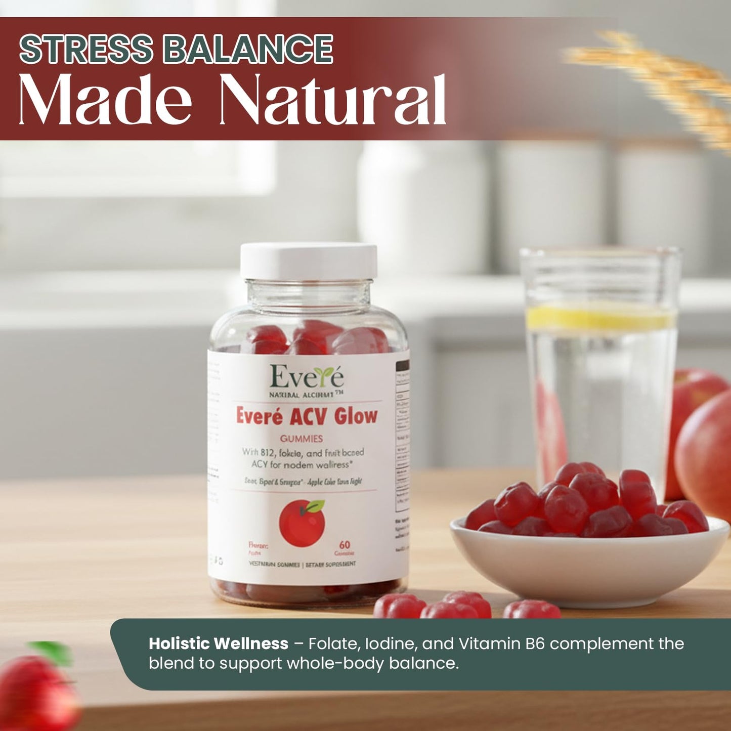Everé ACV Glow Gummies – Apple Cider Vinegar with B12, B6, Iodine, Folate, Beetroot & Pomegranate – Daily Wellness Support for Energy & Balance The EverÉ Natural Alchemy buy supplements Au